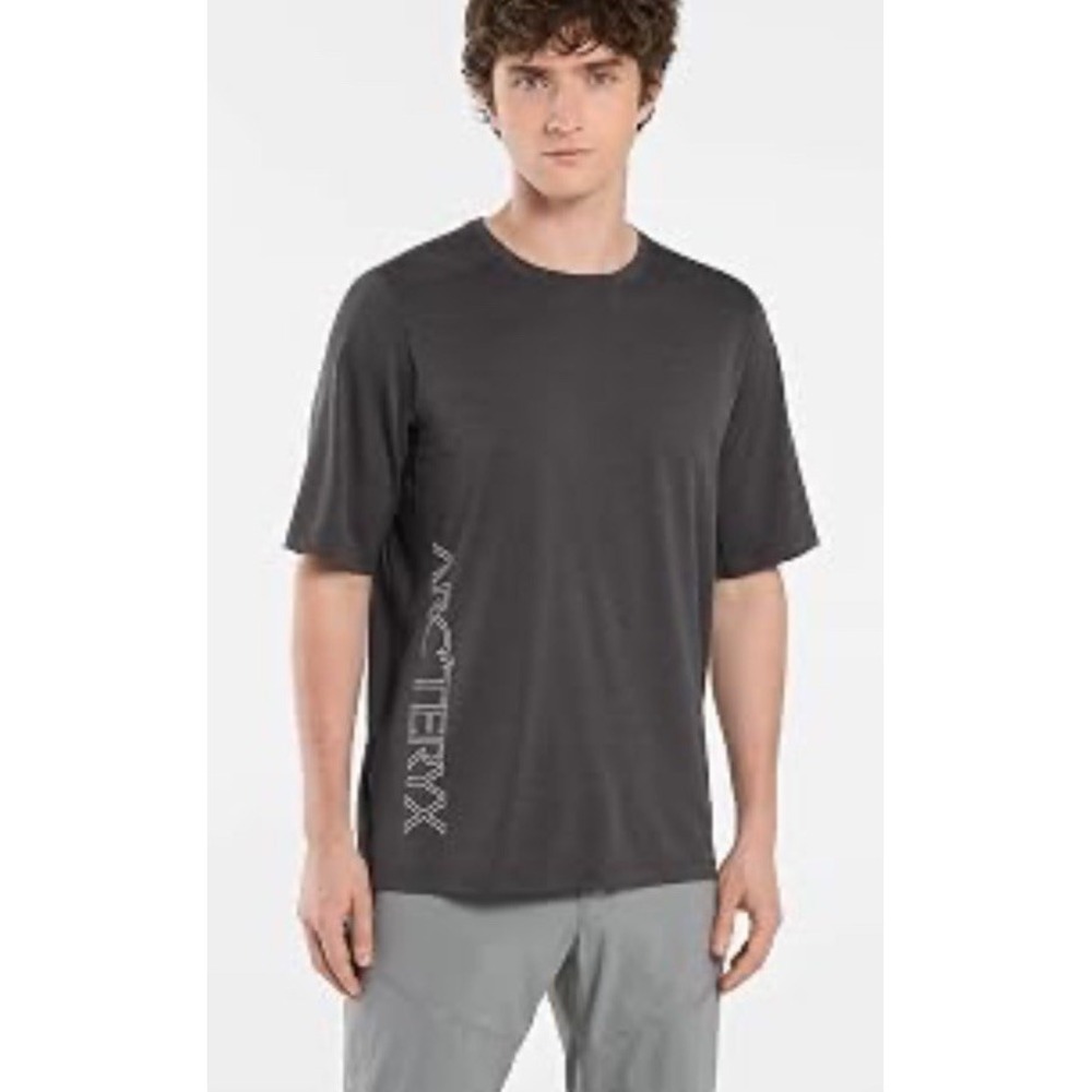 Arc'teryx‎ Men's CORMAC DOWNWORD T-SHIRT Black Heather Lightweight Logo Size XXL